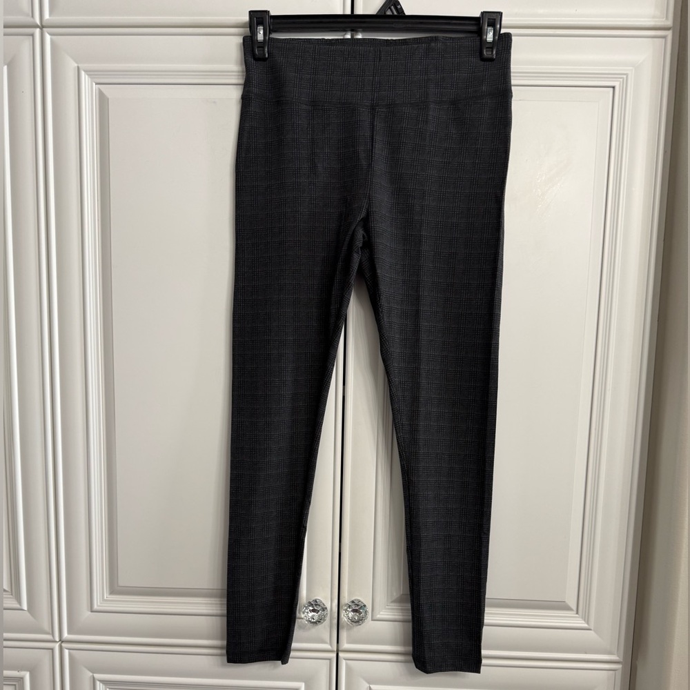 Nicole Miller Size XL Grey and Black Check Pull-On Skinny Pants